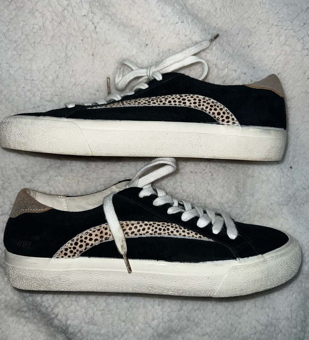 Madewell Women Sidewalk Low Top Animal Print Leather Sneakers AA177 - size 7